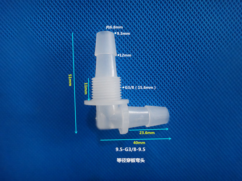 L Elbow Bulkhead Fittings, Elbow Hose Connector Panel Mounting Fittings PP