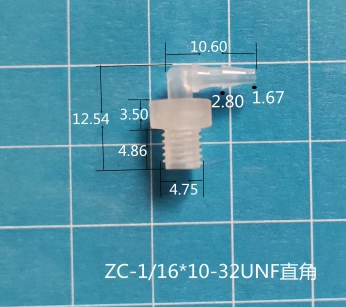 50/PK 10-32UNF Male Thread To Barb 1/16 3/32 1/8 PP Plastic Right Angle Thread Connector