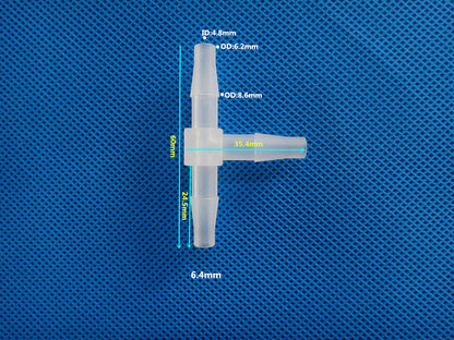 3-Way Barb Tee Connector Equal Diameter T-Shape Hose Fitting - Transparent Plastic Polypropylene
