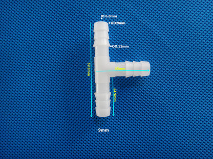3-Way Equal Diameter Barb Tee Connector T-Shape Hose Fitting - Transparent Plastic Tube Joint
