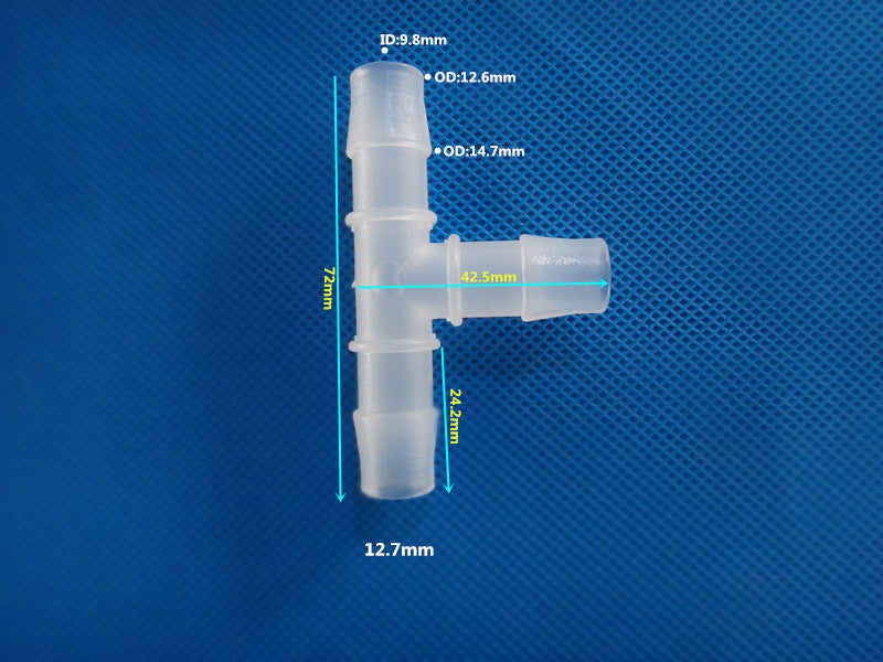 3-Way Equal Diameter T-Shape Barb Connector Plastic Tee Joint for Flexible Hose Tube Fitting
