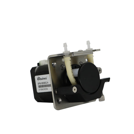 BPB stepper motor peristaltic pump 24V with metal pump head and tubing connectors, model BPB-SB3B32A by Bbaines
