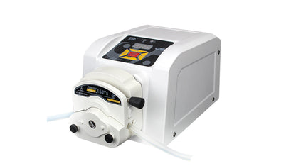 BT-100EA peristaltic pump 153Yx pump head side view, white compact body, digital display, AC 100-240V laboratory pump
