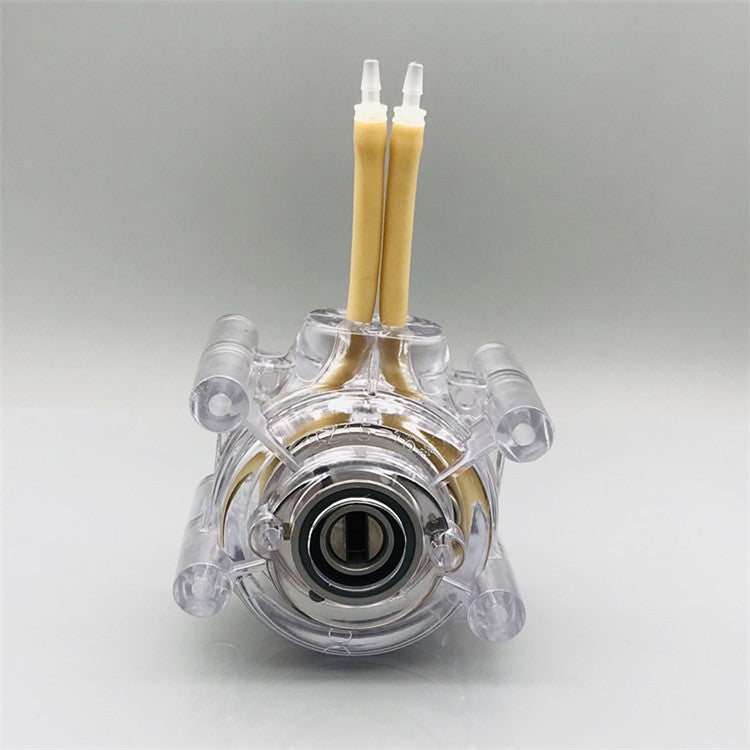 BZ15 Peristaltic Pump Head with Pharmed BPT Tubing - Transparent PC Shell Front View, 3-Roller 304 Stainless Steel, Flow Rate up to 1200ml/min
