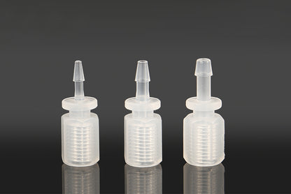 Barb to Female 1/4-28UNF Threaded Tube Connector, Food Grade PP/PTFE
