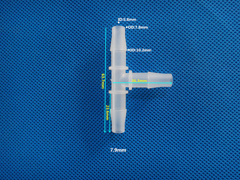 Equal Diameter T-Shape 3-Way Barb Connector for Silicone Hose Tube - Plastic Tee Joint Fitting
