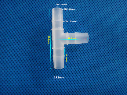Equal Diameter T-Type 3-Way Barb Connector Plastic Tee Joint for Flexible Silicone Hose Tube
