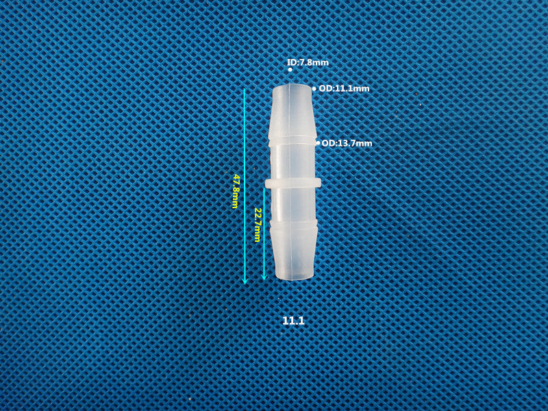 Equal barb straight fitting for peristaltic pump silicone hose
