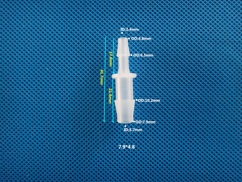 Food Grade Reducer Hose Fitting - Straight Barb Plastic Connector, Food Safe PP
