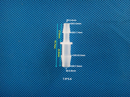 Food Safe PP Straight Reducer Fitting - Plastic Barb Hose Connector, Food Grade Material
