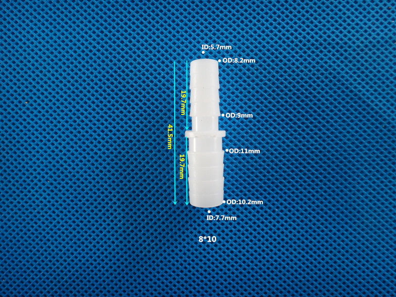 Food Safe Plastic Barb Reducer Hose Fitting - Straight Connector, Food Grade PP Material
