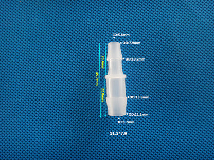Food Safe Straight Plastic Reducer Barb - Hose Fitting Connector, Food Grade PP Material
