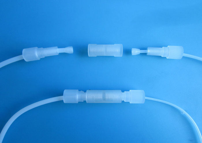 M6 PP Flangeless Fittings Kit Connecting PTFE Tubing - Assembled and Disassembled View for Fluid System
