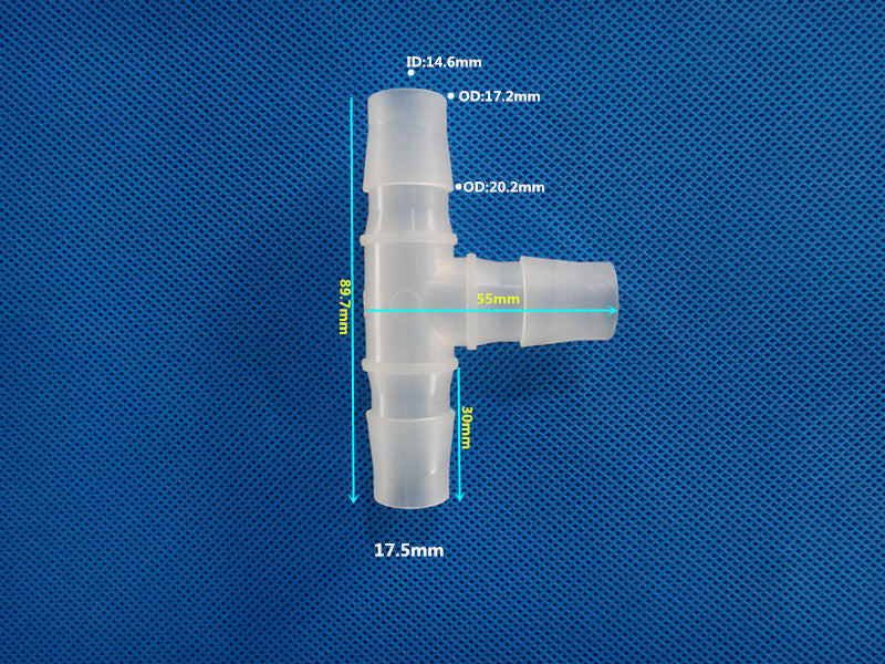Plastic 3-Way Barb Tee Connector T-Shape Equal Diameter Hose Fitting - Polypropylene Tube Joint
