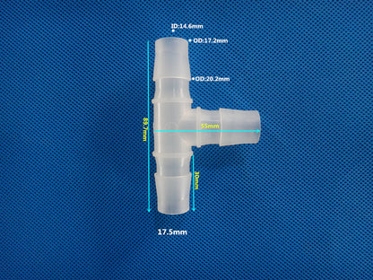 Plastic 3-Way Barb Tee Connector T-Shape Equal Diameter Hose Fitting - Polypropylene Tube Joint

