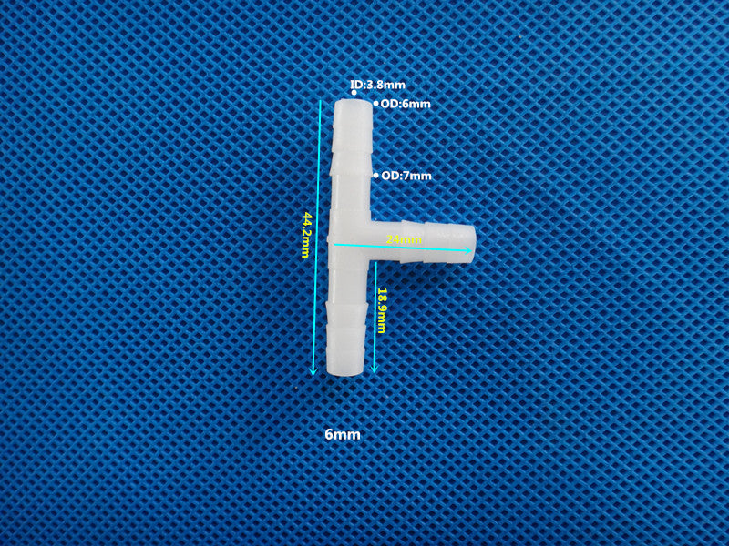 Plastic Equal Diameter T-Shape 3-Way Barb Tee Connector for Flexible Hose Tube Fitting - Polypropylene
