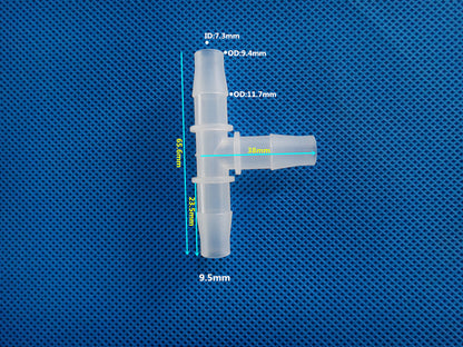 Plastic Equal Diameter T-Shape Barb Tee Connector - 3-Way Hose Tube Fitting Polypropylene
