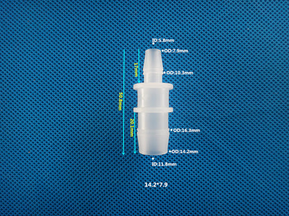 Plastic Hose Reducer Barb Connector - Straight Tube Fitting for Chemical Resistant Tubing
