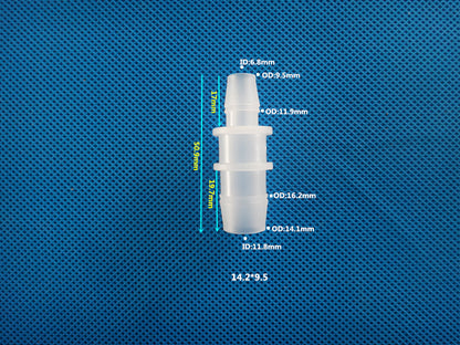 Plastic Straight Reducer Hose Fitting - Barbed Tube Connector for Beverage and Brewing Systems
