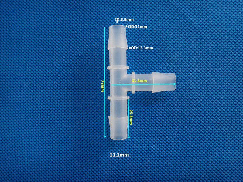 Plastic T-Shape 3-Way Barb Tee Connector for Hose Tube - Equal Diameter Polypropylene Fitting
