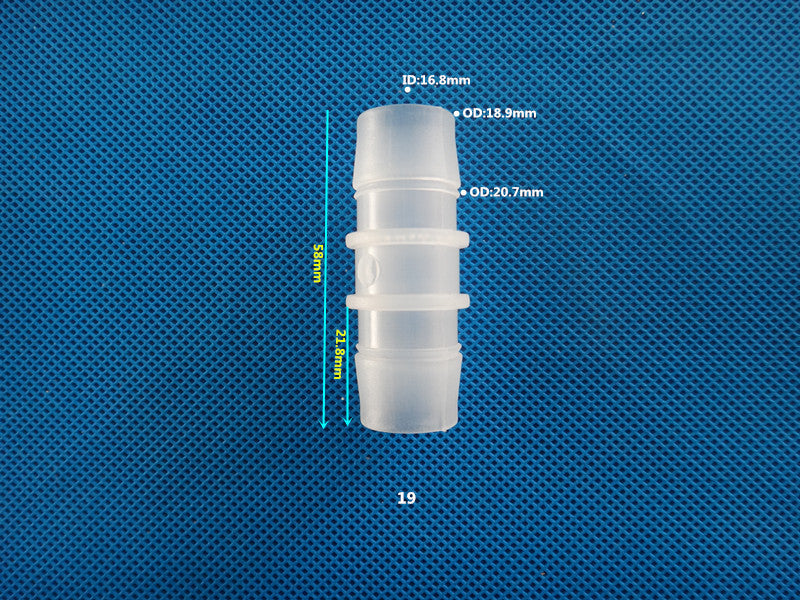 Plastic straight barb fitting for ink and solvent transfer tubing
