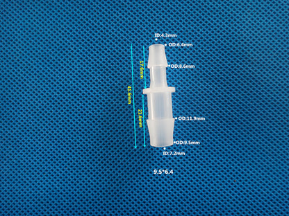 Straight Food Safe Reducer Barb Fitting - Plastic Hose Connector, Food Grade PP
