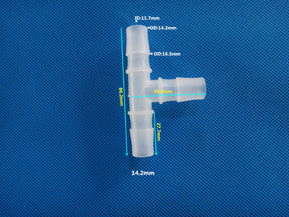 Transparent Plastic T-Shape 3-Way Barb Tee Connector Equal Diameter Hose Tube Fitting
